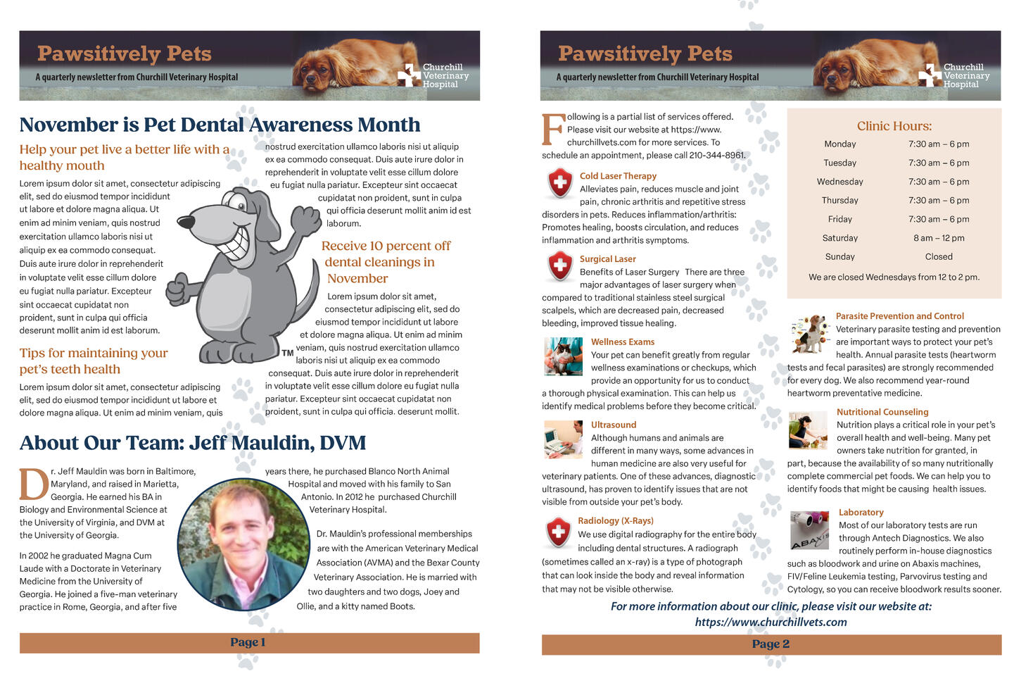 Newsletter created in InDesign